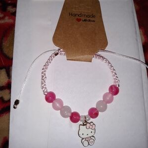 NWT Hello Kitty Pink Macrame Bracelet Adjustable Hand Crafted NEW